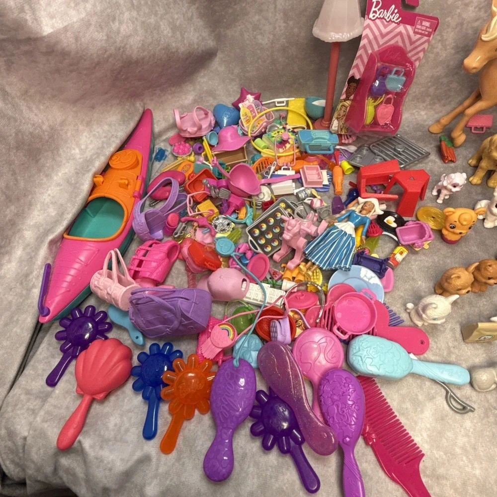 Huge Lot Of Barbie Chelsea 30 Pets Dogs Cats Pony & House Accessories Brushes